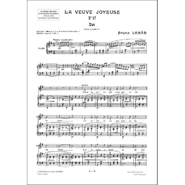 La Veuve Joyeuse : Pour Chant & Piano